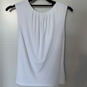 Calvin Klein White Draped Sleeveless Blouse